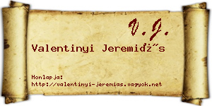 Valentinyi Jeremiás névjegykártya